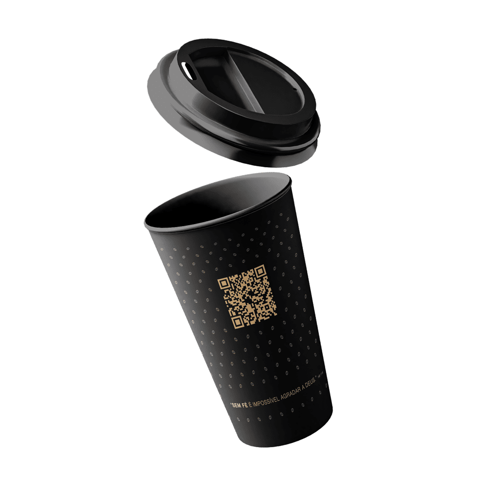 Copo com Tampa Café com Fé cor Preto - Imagem 3