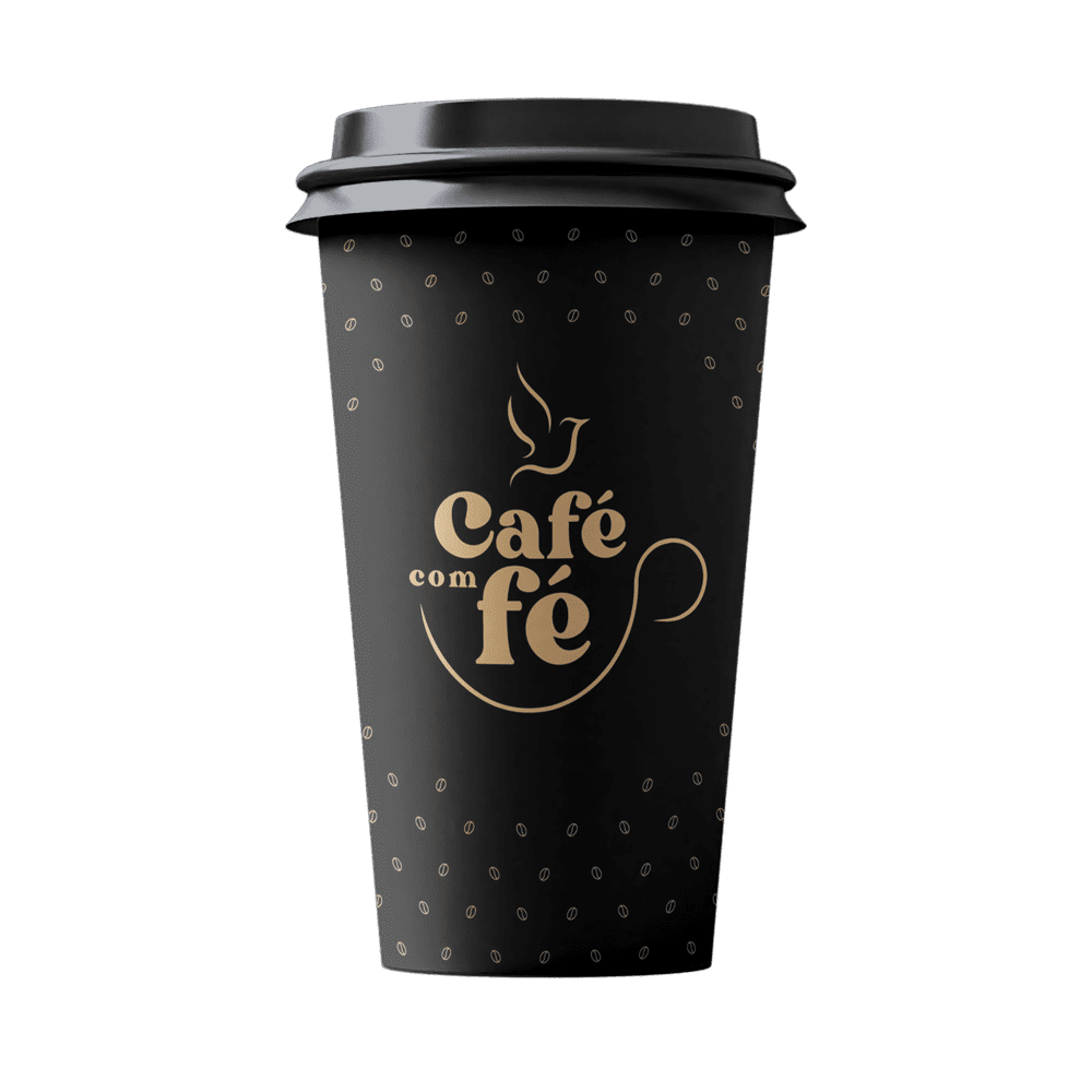 Copo com Tampa Café com Fé cor Preto - Imagem 2